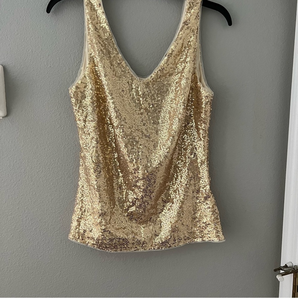 Grace Karin Lined Gold Sequin Tank Sz Med NWT